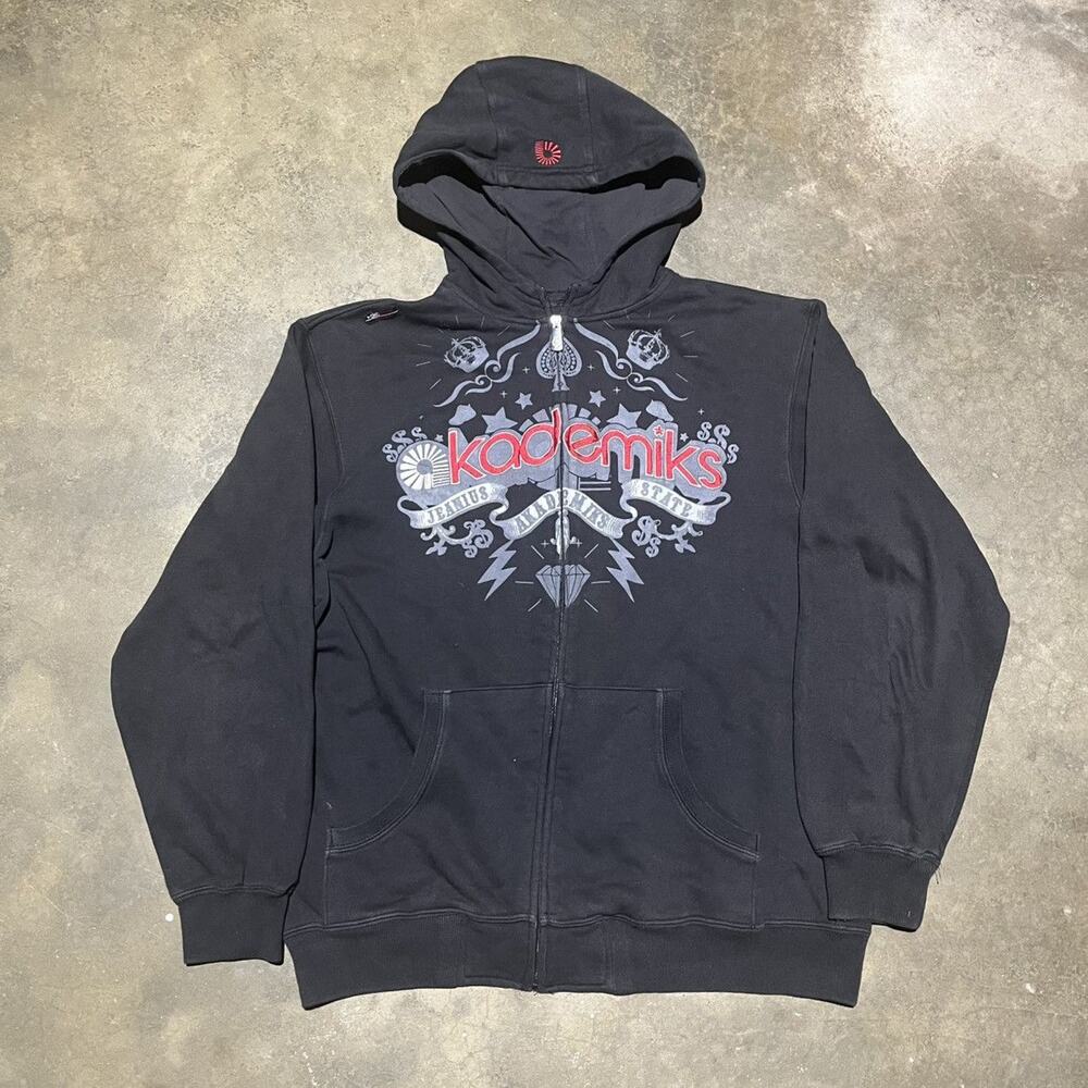 Vintage Y2k Akademiks Black Grunge Zip Up Hoodie